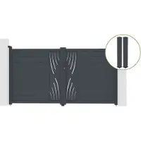 Casanoov Flügeltor Veleta 300x160cm Graues Aluminium & 2 Pfosten 20x20cm H.190cm