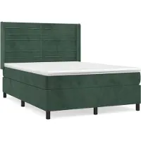 Syfax Boxspringbett mit Matratze Dunkelgrün 140x190 cm Samt