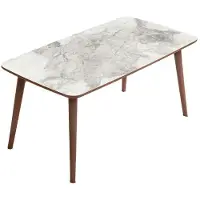 CALICOSY - Couchtisch mit rechteckiger Platte in weißer Marmoroptik L100 cm - LIORA