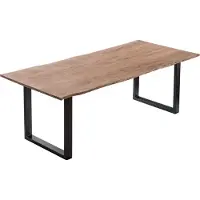 Sam Esstisch Baumkante massiv Akazie stonefarben 220 x 100 cm schwarz LAURINA