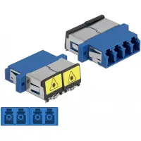 DeLOCK LWL Kupplung mit Laserschutzklappe LC Quad Buchse zu LC Quad Buchse Singlemode blau, LC/LC, Blau, Einzelmodus, Kunststoff, Keramik, 25,6 mm
