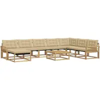 vidaXL Outdoor-Sofagarnitur 9 pcs Weiß und Beige Massivholz Akazie