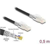 DeLOCK RJ45 Netzwerkkabel Cat.6A S/FTP mit Secure Clips Set 0,5 m schwarz, 0,5 m, Cat6a, S/FTP (S-STP), RJ-45, RJ-45, Schwarz