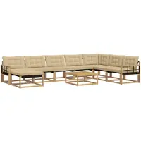 vidaXL Outdoor-Sofagarnitur 9 pcs Weiß und Beige Massivholz Akazie