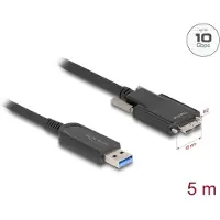 DeLOCK Aktives Optisches Kabel USB 10 Gbps Typ-A Stecker zu Typ Micro-B Stecker mit Schrauben 5 m, 5 m, USB A, Micro-USB B, USB 3.2 Gen 2 (3.1 Gen 2), 10 Gbit/s, Schwarz