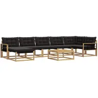 vidaXL Outdoor-Sofagarnitur 8 Stk. Weiß und Schwarz Massivholz Akazie