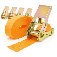 Baumarktplus 5x Spanngurt mit Ratsche 1-tlg 4m 800kg 25mm TÜV/GS orange wetterfest und robust