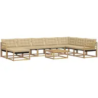 vidaXL Outdoor-Sofagarnitur 9 pcs Weiß und Beige Massivholz Akazie