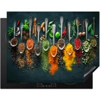 KitchenYeah Herdabdeckplatte Kräuter bunt | Gr.: 78 x 52 cm