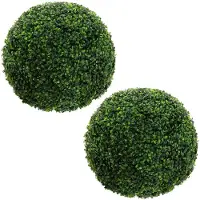 ML-Design 2x Künstliche Buchsbaumkugel Groß Ø35 cm Grün aus Kunststoff
