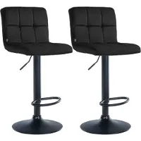 CLP 2er Set Barhocker Peru Samtbezug höhenverstellbar drehbar mit Rückenlehne schwarz Gestell Farbe schwarz