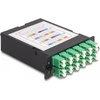 DeLOCK LWL HD (High Density) Kassette MPO Stecker zu 12 x LC Duplex Buchse, 24 Fasern, Singlemode, Polarität A, 9/125 µm, LC, Schwarz, Einzelmodus, Metall, 102 mm, 125 mm