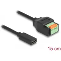 DeLOCK USB 2.0 Kabel USB Type-C Buchse zu Terminalblock Adapter mit Drucktaster 15 cm, 0,15 m, USB C, 5-pin terminal block, USB 2.0, Schwarz, Grün