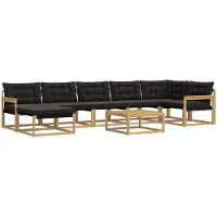 vidaXL Outdoor-Sofagarnitur 8 Stk. Weiß und Schwarz Massivholz Akazie