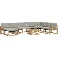 vidaXL Outdoor-Sofagarnitur 9 pcs Weiß und Hellgrau Massivholz Akazie