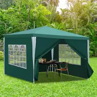Vigevee 3 x 3 m Garten Pavillon tragbares wasserdichtes Zelt mit Seitenteilen, grün für Camping / Garten / Hochzeit / Strand