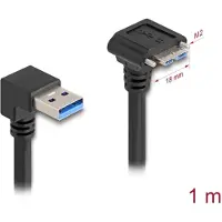 DeLOCK - USB-Kabel - USB Typ A (M) nach unten abgewinkelt zu Micro-USB Type B (M) down-angled - USB 3.0 - 1 m - up to 5 Gbps data transfer rate - Schwarz