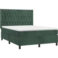 Syfax Boxspringbett mit Matratze Dunkelgrün 140x200 cm Samt