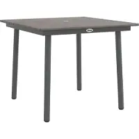 Outsunny Gartentisch, Esstisch für 4 Personen, mit Schirmloch, Terrassentisch Lattenrost für Rasen, Balkon, HDPE, Dunkelgrau,90 x 90 x 75 cm
