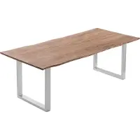 Sam Esstisch Baumkante massiv Akazie stonefarben 200 x 100 cm silber LAURINA