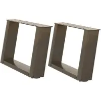 Helloshop26 - Set aus 2 modernen U-förmigen Couchtischbeinen abgewinkelt 50 x 30-31 cm aus naturfarbenem pulverbeschichtetem Stahl 02_0057032
