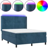 Syfax Boxspringbett mit Matratze & LED Dunkelblau 140x190 cm Samt
