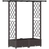 vidaXL Hochbeet mit Rankgitter und Dach Braun 122,5 x 40 x 121 cm PP