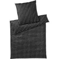 Elegante Mako-Satin Bettwäsche Bubbles schwarz weiß 155x200 cm + 80x80 cm