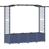 vidaXL Hochbeet mit Rankgitter und Dach Grau 204 x 40 x 138 cm PP