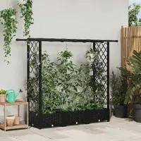 Prolenta Maison Exclusive - Hochbeet mit Rankgitter und Dach Schwarz 164 x 40 x 121 cm PP