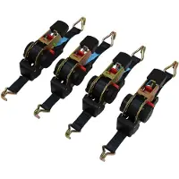 TRUTZHOLM 4 er Set Automatik Ratschenspanngurt Zurrgurt 3m x 25mm 320/640 daN selbstaufrollend mit Spitzhaken