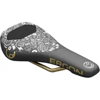 Ergon SM Downhill Comp Vali Höll Edition, Fahrradsattel, Kreuzungsland, Frauen, Schwarz, Gold, Muster, Nylon