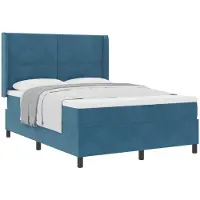 Syfax Boxspringbett mit Matratze mit Kopfteil Blau 140 x 200 cm Samt