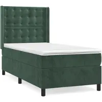 Syfax Boxspringbett mit Matratze Dunkelgrün 100x200 cm Samt