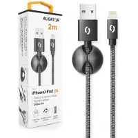 Aligator DATKP21, 2 m, Lightning, USB A, Männlich, Männlich, Schwarz