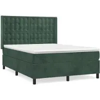 Syfax Boxspringbett mit Matratze Dunkelgrün 140x200 cm Samt