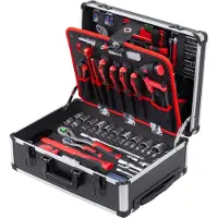 Primaster Werkzeugkoffer-Trolley WK156 rollbar mit Teleskopgriff 156-teilig