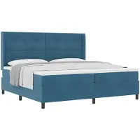 Syfax Boxspringbett mit Matratze mit Kopfteil Blau 100 x 200 cm Samt