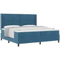 Syfax Boxspringbett mit Matratze mit Kopfteil Blau 200 x 200 cm Samt