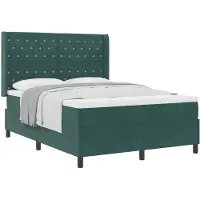 Syfax Boxspringbett mit Matratze Dunkelgrün 140 x 200 cm Samt