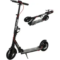 BundiGlassware Cityroller Aluminium Höhenverstellbar & Klappbar Scooter mit 200 mm PolyurethanRäder ABEC-7 Kugellager Dual-Bremssystem