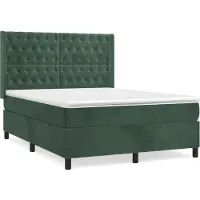 Syfax Boxspringbett mit Matratze Dunkelgrün 140x190 cm Samt