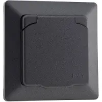 Chilitec 23049 MILOS Schutzkontakt-Steckdose IP44 250V/ 16A, inkl. Rahmen, UP, Anthrazit