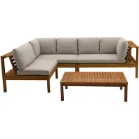 Miliboo - Eck-Gartenmöbel aus Massivholz mit abziehbaren Kissen in Taupe BELIZE