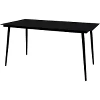 Markenlos Garten-Esstisch Terrassentisch Outdoor Tisch Wetterfest Schwarz 150x80x74 cm Stahl und Glas