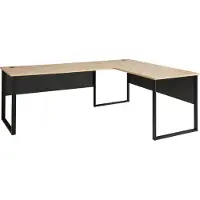 Innostyle Eckschreibtisch - B 233 cm - Artisan Eiche Nachbildung - Schwarz - Metallgestell - Ansatztisch beidseitig montierbar