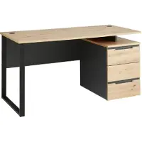 Innostyle Schreibtisch - B 150 cm - Artisan Eiche Nachbildung - Schwarz - Metallgestell - mit Container