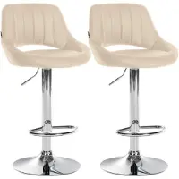 CLP 2er Set Barhocker Milet Kunstleder höhenverstellbar drehbar mit Rückenlehnen creme Material Gestell Metall in Chromoptik
