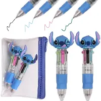 Sarcia.eu DISNEY Stitch 2 Stück Multicolour MINI automatische Schulstift 4in1 + Säckchen/Federmäppchen
