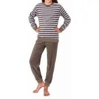 Normann Copenhagen langarm Frottee Schlafanzug Pyjama Bündchen Streifen - 77437 in grau | Gr.: 128